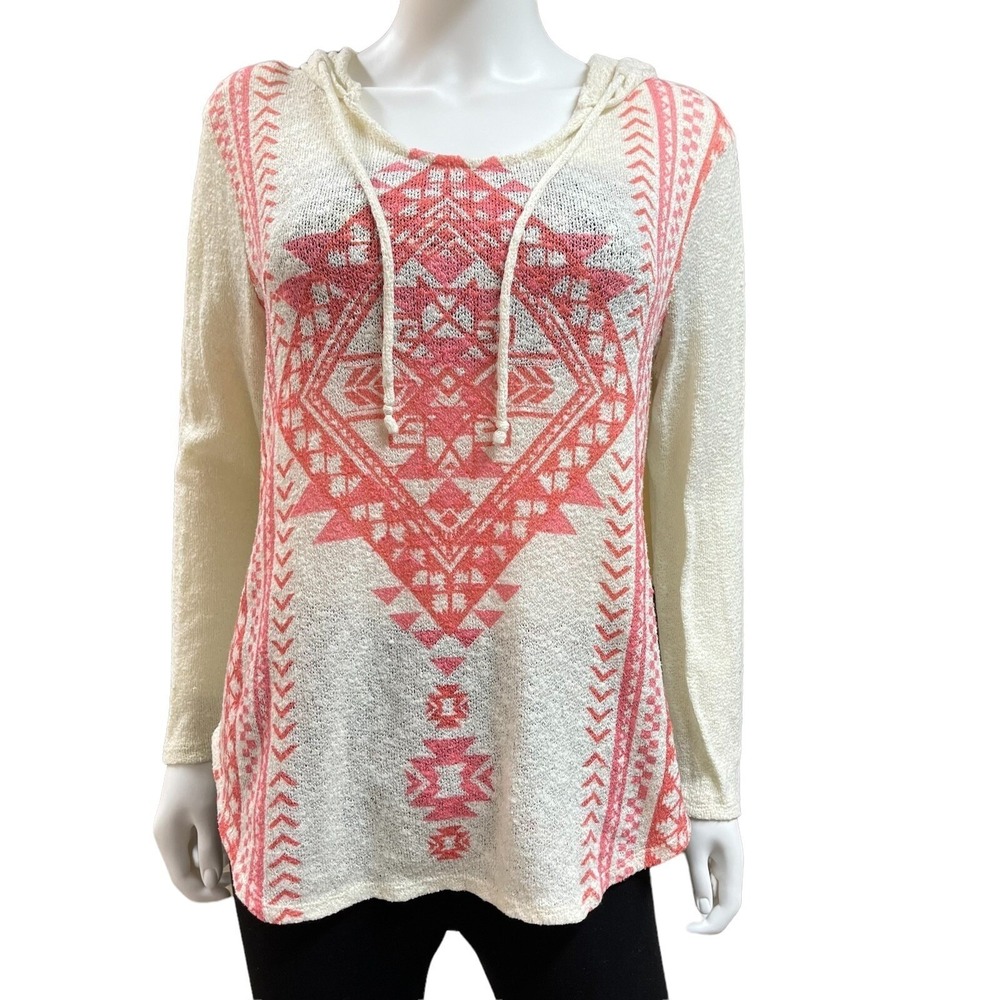 Aztec Boho Hooded Sweater Indie Hippie Vibe Southwestern Festival Tribal Size‎ M